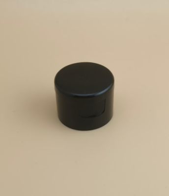 Schwarze, runde, glatte Plastikkappe für Kosmetikflaschen