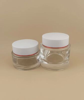 Durchsichtige Flasche Weiße Abdeckung mit Goldumrandung für Hautpflegeprodukt