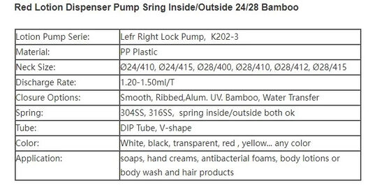 Bambus 24mm Lotion Dispenser Pumpe Kunststoff Multi-Funktion Rot Farbe K202-3