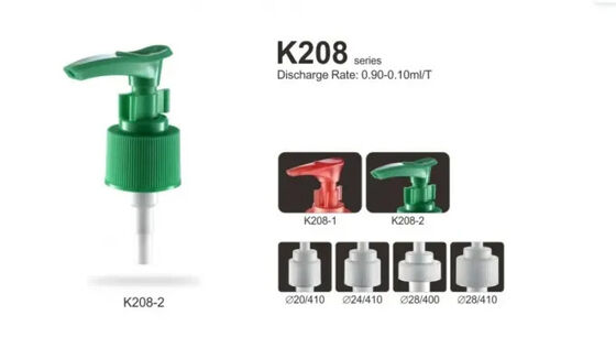 24/410 Grüner Custom PP Material Lotion Dispenser Pumpe mit Clip Lock für flüssige Seife Hautpflege Lotion K208