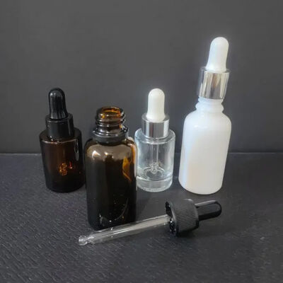 Custom Glass Slant Shoulder 1 Oz Haare Auge Essential Essence Verpackung Hautpflege Serum Flasche 30ml Frosted Dropper Flasche mit Box