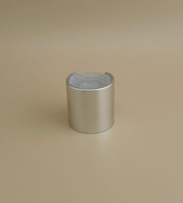 Silberne Aluminium-Kunststoff-Runde Glatte Kappe mit klarem Knopf für Hautpflegeflaschen