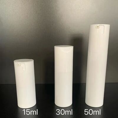 Luxuriöse kundenspezifische Airless-Pumpflasche aus weißem, mattem Twist, 30 ml, Kunststoff-Pumpflasche mit ABS-Pumpenkopf