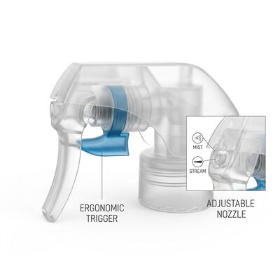 All Plastic Leak Proof Trigger Pump Sprayer 28/410 Consistent Mist Output for Household Cleaning Bottles