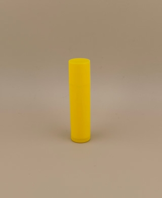 Plastik-Lippenstifte, kleine, glatte, gelbe Lippenbalsam-Verpackung mit rosa Deckel