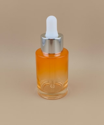 Klarer, allmählicher Wechsel, orangefarbene, glatte, runde Glas-Tropfflasche K-GBL30 Design für Lotion