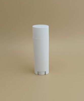 ISO9001 ISO14001 zertifizierte weiße kleine elliptische glatte Lippenbalsamverpackung aus Kunststoff, ideal für Lippenstifte und Kosmetikbehälter