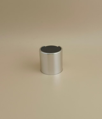 Silberne Aluminium-Kunststoff-Runde Glatte Kappe mit schwarzem Knopf für Hautpflegeflaschen
